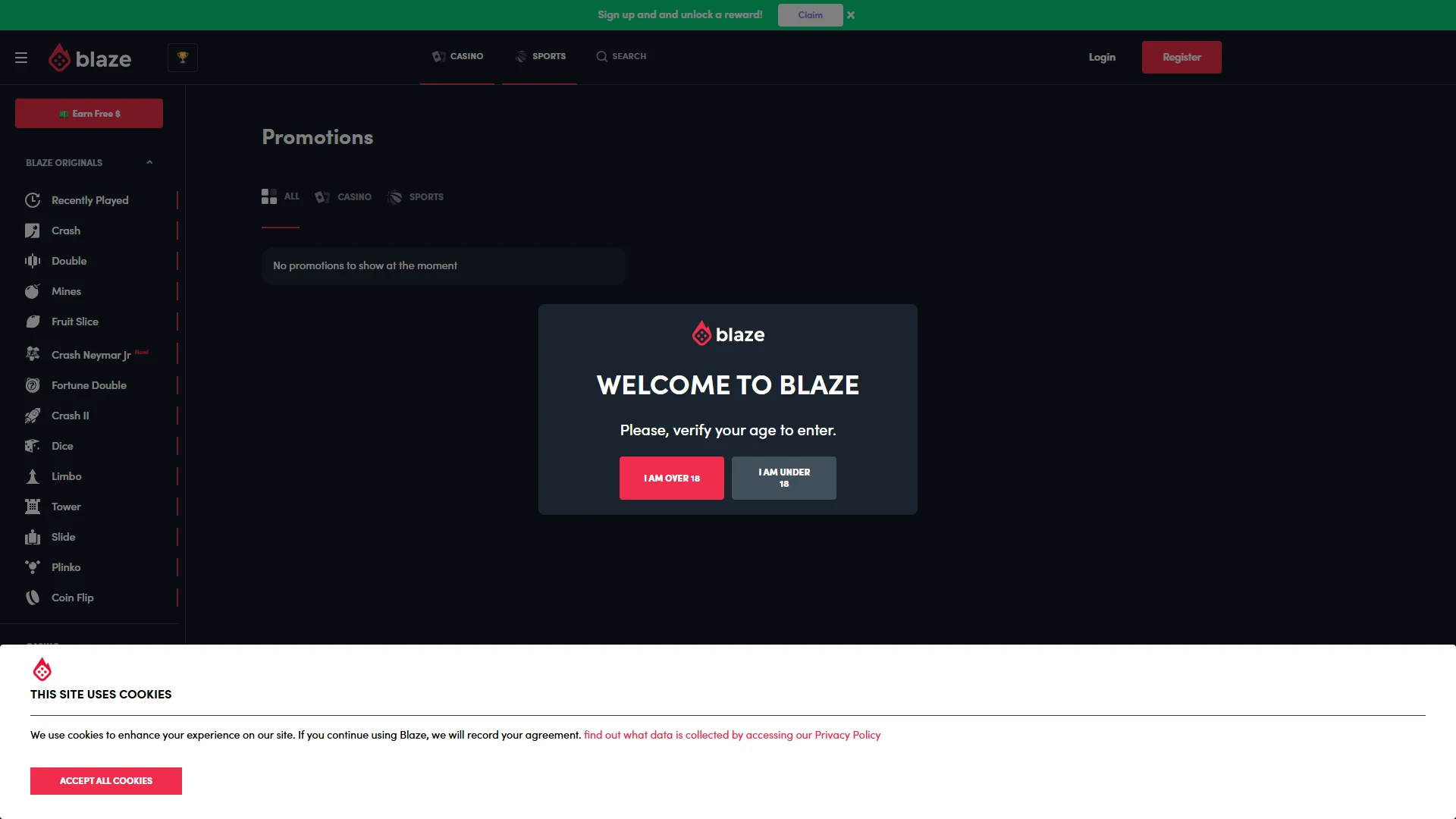 Current Blaze Casino bonus offers